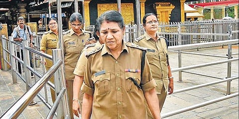 Kerala women police on duty at Sabarimala temple. (Photo | BP Deepu/ EPS)