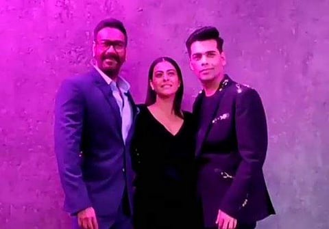 Bollywood actors Ajay Devgn, Kajol and director Karan Johar (Photo | Kajol Instagram)