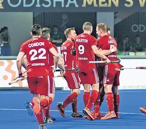 England players during their clash against China | Biswanath Swain