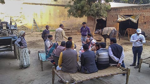 People visit the house of 20-yr old Sumit Kumar who was killed in Monday's mob violence at his village Chingrawati in Bulandshahr Tuesday Dec. 4 2018.  | PTI
