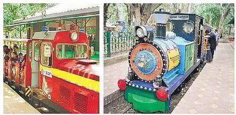 The toy train from 1992 (R) Present toy train at Bal Bhavan  Shriram BN