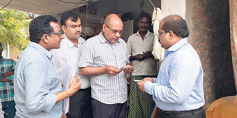 AP Chief Electoral Officer RP Sisodia with his team conducting an inquiry into the claim of bogus voters at Brhugubanda and Ganapavaram | Express