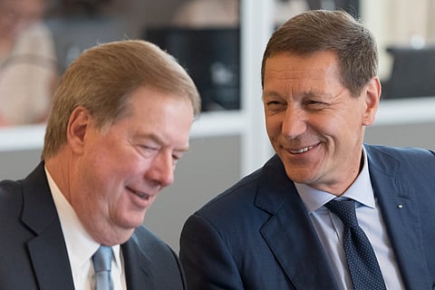 US Olympic Committee, President Larry Probst, left, said the US doesn't want to foil planning for the 2028 Summer Olympics in Los Angeles.