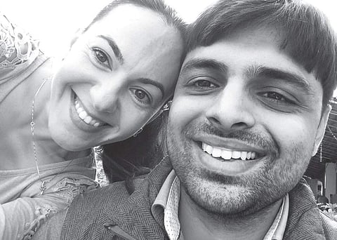 Oleksandra Okribelashvili with her husband Tarun Agarwal | Vikram sharma