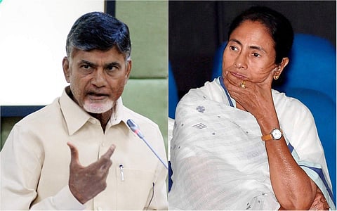 Andhra Pradesh CM Chandrababu Naidu and  West Bengal CM Mamata Banerjee (File | Agencies)