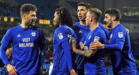 Morrison made it 2-0 to Cardiff City when he scored with a header from close range at the second attempt. (Photo | Cardiff City Twitter)