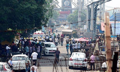 Rescue operations at the ONGC vessel ‘Sagar Bhushan’, early on Tuesday | Albin Mathew