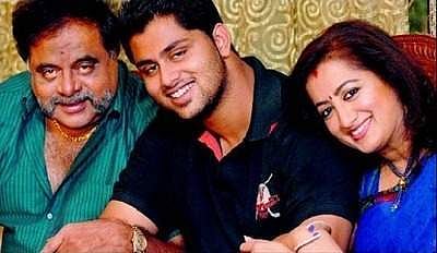 Abhishek Gowda with parents Ambareesh and Sumalatha.