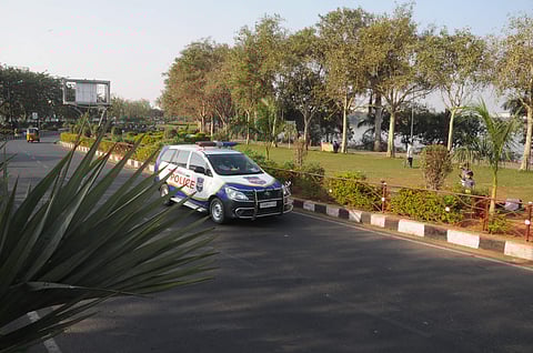 Hyderabad police patrolling in the Necklace road. Express | Sayantan Ghosh