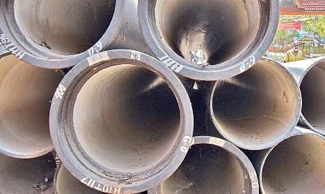 Pipes stacked at Pipinemoodu. These will be used to streamline the water supply network in the capital   B P Deepu
