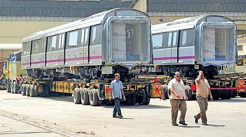 The cars that were handed over to BMRCL. Each 6-car  Metro train can carry a minimum of 1,950 passengers