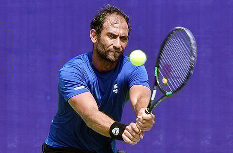 Egypt’s Mohamed Safwat got the better of India’s Arjun Khade. (EPS | D Sampathkumar)