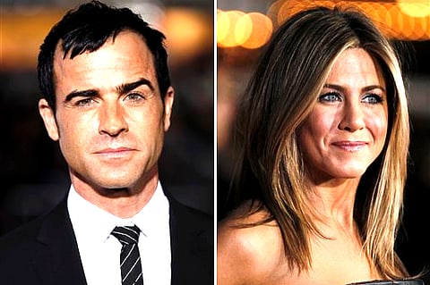 This combo made from file photos shows Justin Theroux, left, and Jennifer Aniston (AP Photo/Matt Sayles, File).