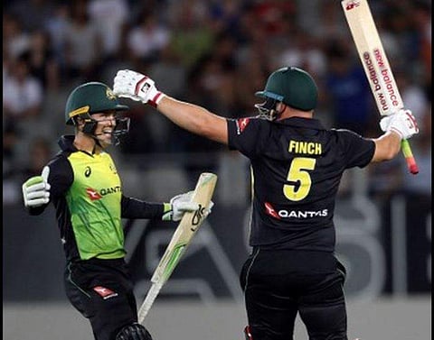 Australia set a new Twenty20 run chase record of 245 Friday to beat New Zealand by five wickets in the fifth match of the T20 tri-series in Auckland. (Photo | AFP)