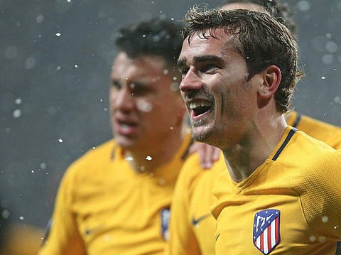 Antoine Griezmann celebrates scoring against FC Copenhagen (Twitter/ Atlético de Madrid)
