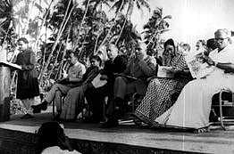 Former Prime Minister Indira Gandhi at TERLS. Vikram Sarabhai is also seen