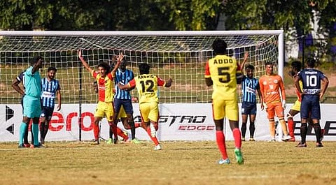 Gokulam hit the cross bar thrice before getting their hard-earned goal in away conditions. (Photo: i-league.org)