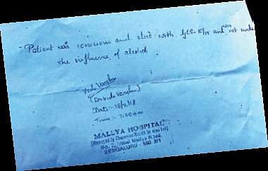 A copy of the medical report which states that the victim was sober