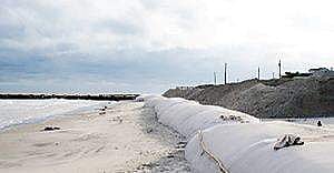 Geo-tubes instead of granite blocks to fight sea erosion