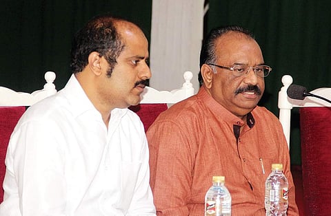 Members of UAE-based business group V Vijayan and Dilip during a press meet in Kochi | Melton Antony