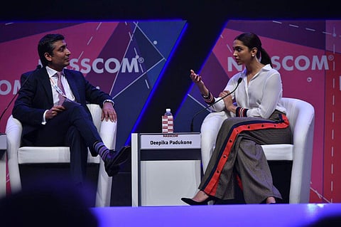 Bollywood actress Deepika padukone at the WICT seminar, in Hyderabad on Wednesday. (R Satish Babu | EPS)