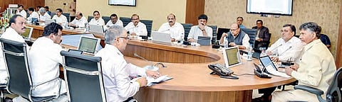 Chief Minister N ChandrababU Naidu holds a  meeting of the Council of Ministers at the State Secretariat on Wednesday  | Express