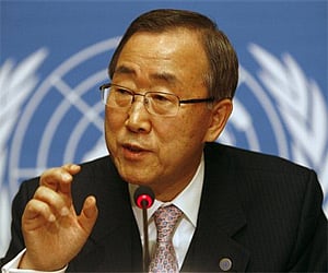 Former U.N. Secretary-General Ban Ki-moon gestures during a press conference at the United Nations headquarters in Geneva (Photo: AP)
