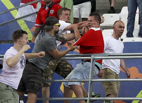 Clashes break out in the stands during the Euro 2016 Group B soccer match between England and Russia, at the Velodrome stadium in Marseille, France. (File | AP)