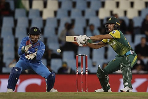 South Africa's Farhaan Behardien plays a shot in the second T20 against India (File | AP)