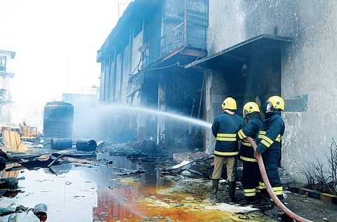 Firemen douse the fire that broke out at Seutic Pharma in Jeedimetla on Friday  | Sayantan Ghosh