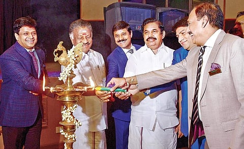 Chief Minister Edappadi K Palaniswami and Deputy Chief Minister O Panneerselvam inaugurating FAIRPRO 2018 in the city on Friday. (From L) Ananth Vummidi, convener, FAIRPRO, Suresh Krishn, president, CREDAI, W S Habib, president elect, CREDAI, and S Sridha