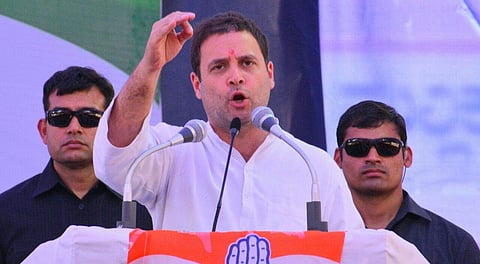 Congress chief Rahul Gandhi in Karnataka on Sunday (Express Photo | Hemanth)