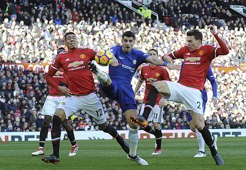 Romelu Lukaku (not in pic) broke his barren run against top six Premier League opposition and provided the winner for Jesse Lingard as Manchester United came from behind to beat Chelsea 2-1 at Old Trafford. (Photo | AP)