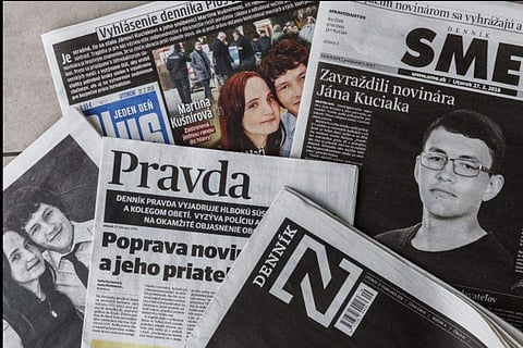 Various Slovakian newspapers reflecting on murder of Slovak investigative journalist Jan Kuciak and his girlfriend Martina Kusnirova. (File | AP)