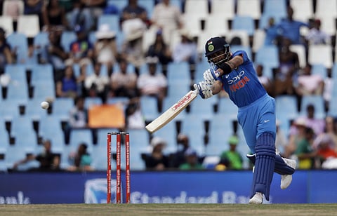 India's captain Virat Kohli plays a shot off South Africa's bowler Morne Morkel. (Photo | AP)