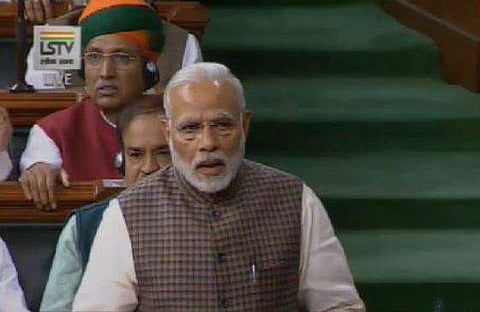 PM Modi in lok sabha (File photo | LSTV)