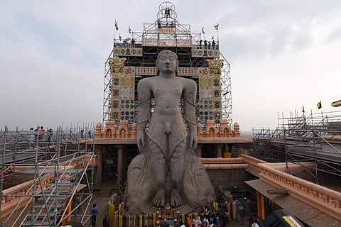 The 88th Mahamastakabhisheka celebrations kicked off with a grand inaugural ceremony at Shravanabelagola on Wednesday. (Photo: EPS/Nagaraja Gadekal)
