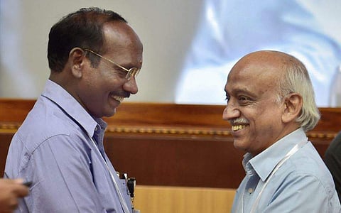 ISRO Chairman AS Kiran Kumar greets ISRO Chairman K Sivan - PTI