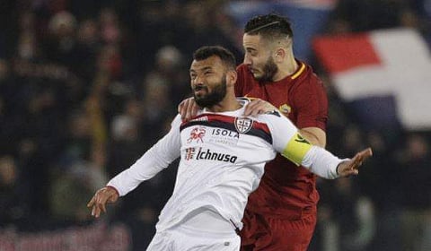 Cagliari midfielder Joao Pedro (L) tested positive after his club's Serie A game at Sassuolo on February 11. (File | AP)