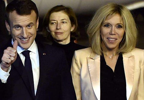 French president Emmanuel Macron and his wife arrive in New Delhi on Friday night | PTI