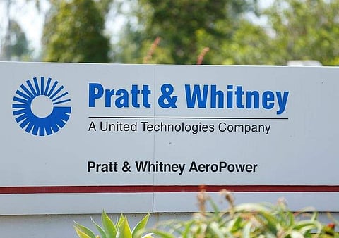 The logo of Pratt & Whitney is pictured in San Diego, California  | Reuters