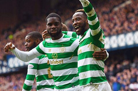 Celtic stars celebrate after scoring against Rangers (Photo | Celtic Twitter)