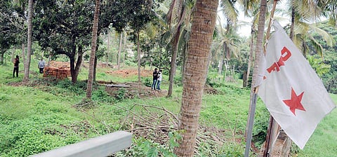 The DYFI flag planted in the property of Sreeraj Sreenivasan Eradi |  A Sanesh