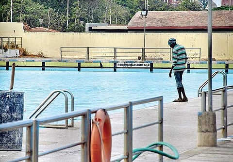The Corporation swimming pool at the Marina beach, where the 38-year-old Habibullah drowned to death on Tuesday. | (Rakesh Kumar | EPS)