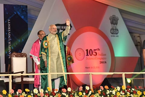 PM Modi at the Indian Science Congress in Manipur on Friday (Twitter@PIB_India)
