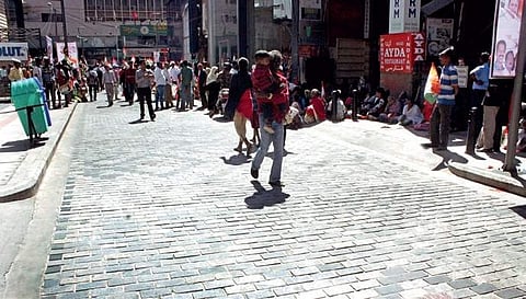 The newly-inaugurated Church Street boasts of the carriageway laid with cobblestones | S Manjunath