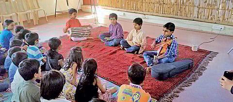 Students learn lessons in music after their regular classes; says it has improved their concentration