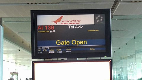 Air India's first direct flight from New Delhi to Tel Aviv (Twitter @airindiain)