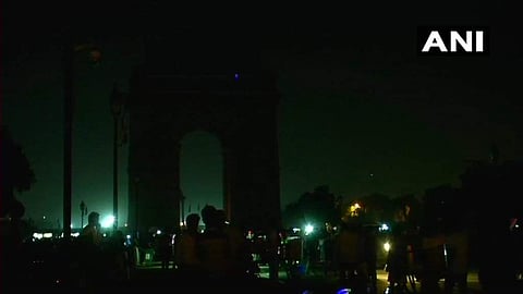 Lights turned off at India Gate in Delhi (Twitter Photo: ANI)
