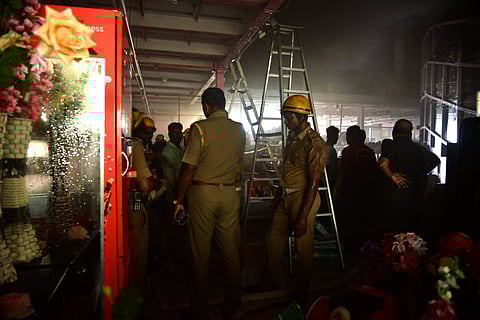 Fire broke out at Chennai Citi Centre due to short circuit in a supermarket on Monday. (Sunish P Surendran | EPS)